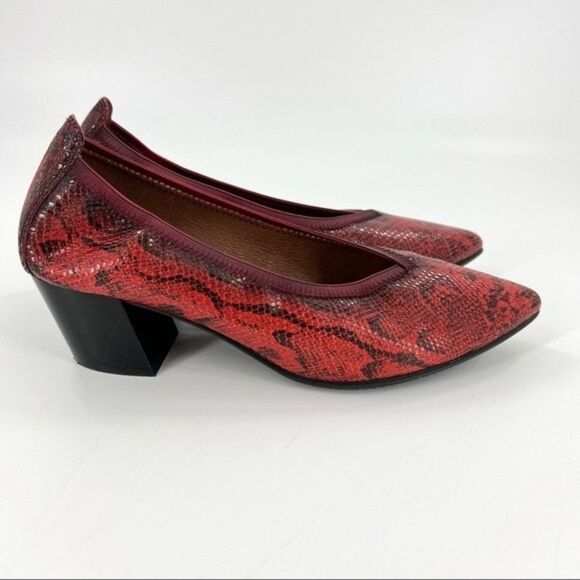 Hispanitas Selene Pointed Toe Leather Pumps Red Snake Size 40 9 US - Picture 9 of 16